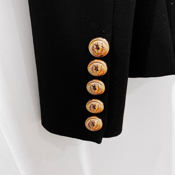NEW WOMEN BLACK WITH GOLD BUTTON BLAZER Balmain Style inspired Size M - Picture 5 of 5